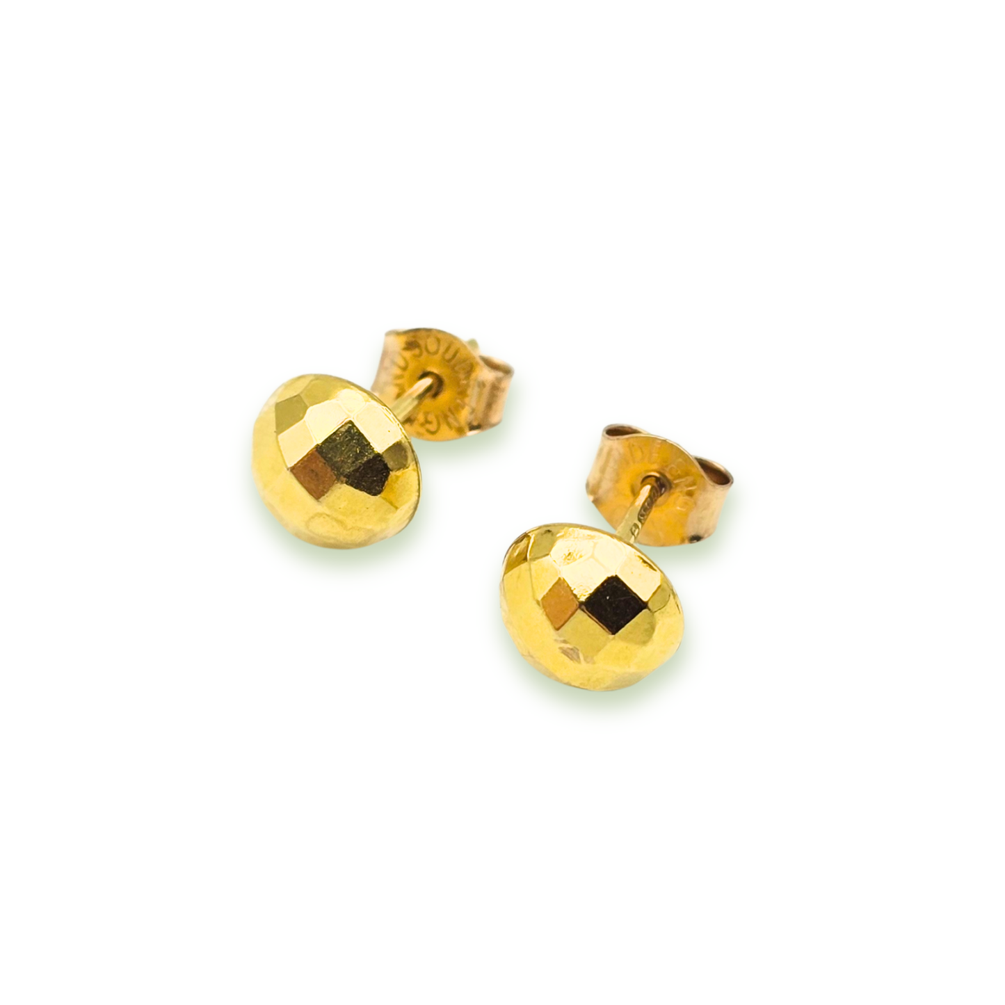 9ct Gold Round Geometric Stud Earrings with Butterfly Backs