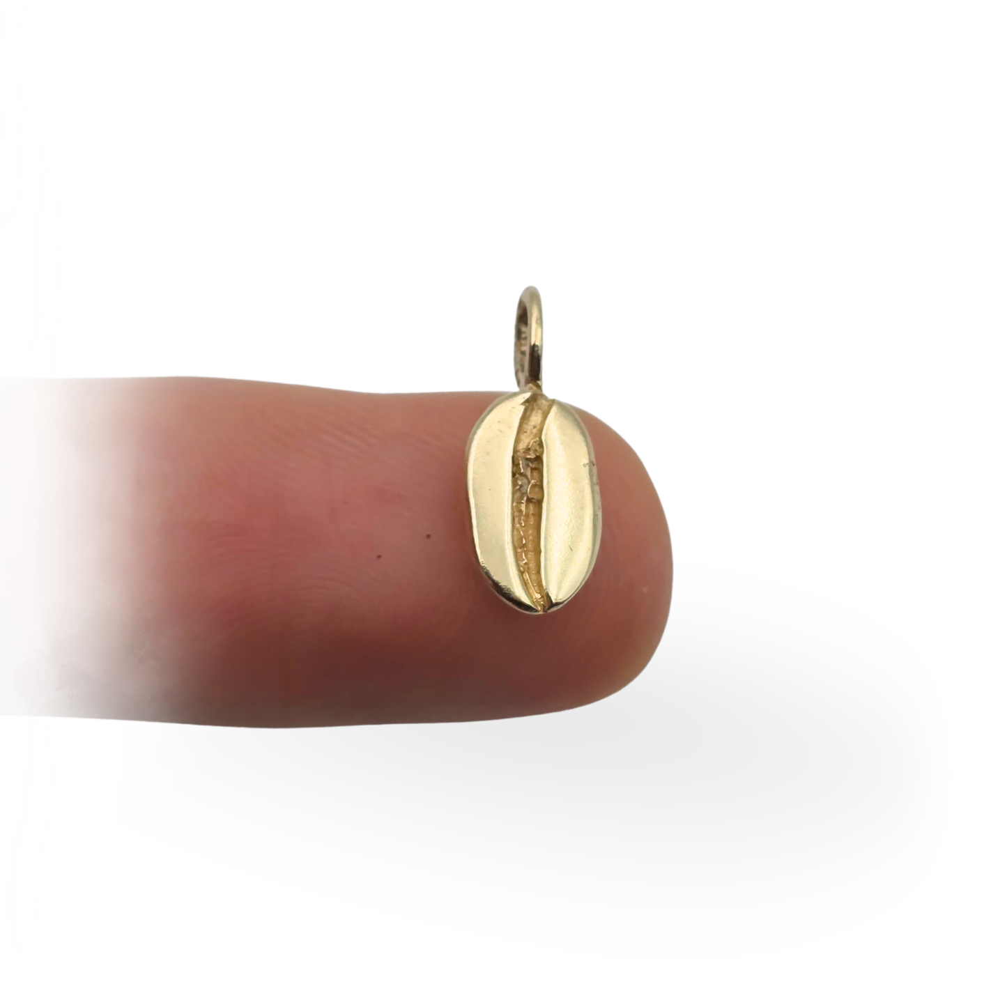 Solid Gold Coffee Bean Charm Pendant, Cast Real Coffee Bean