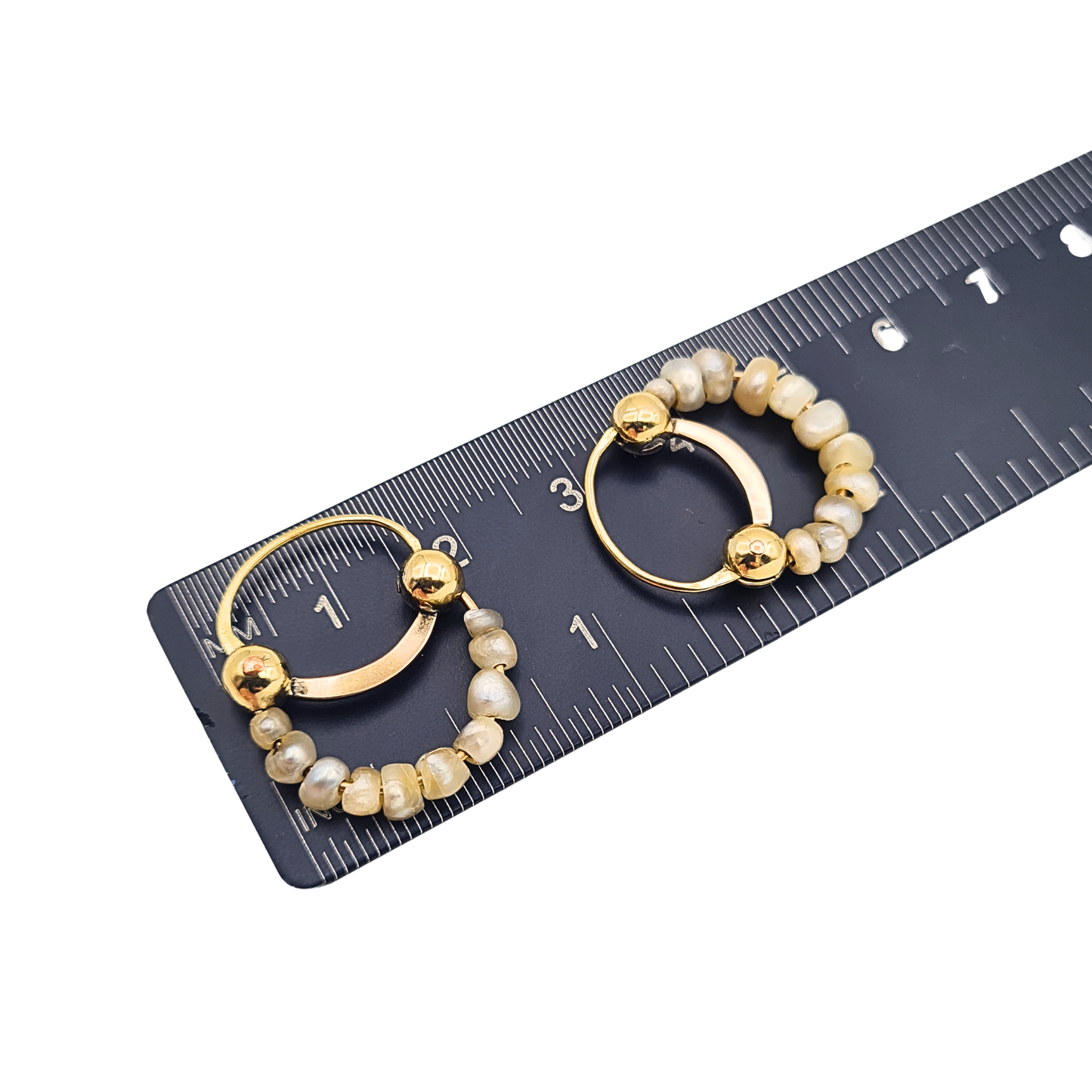 Rustic 14ct Gold Pearl Hoop Earrings Handmade Freshwater Pearls