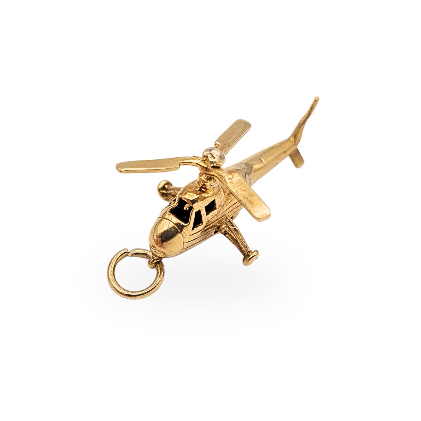 Rare 9ct Gold Helicopter Charm, Moving Blades, London 1968