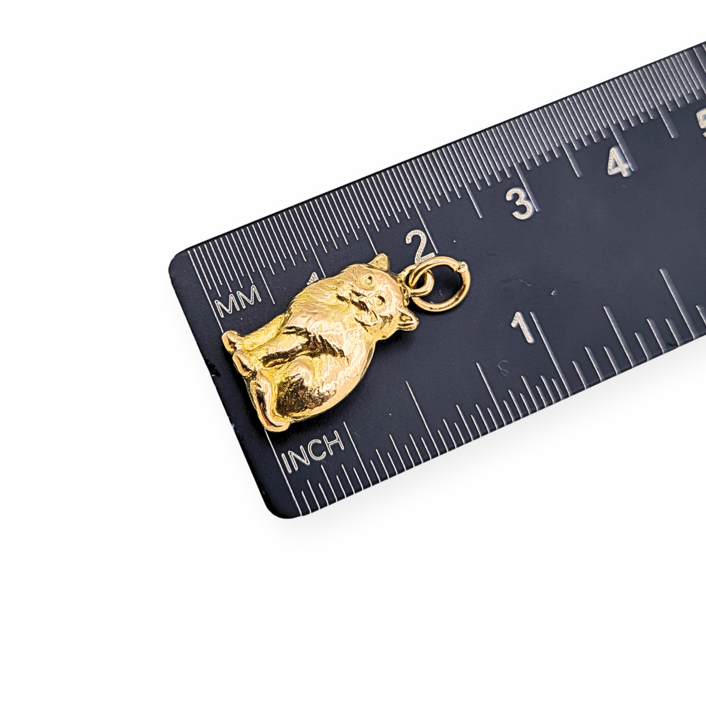 9ct Gold Puffy Cat Charm, Hollow Cat Pendant