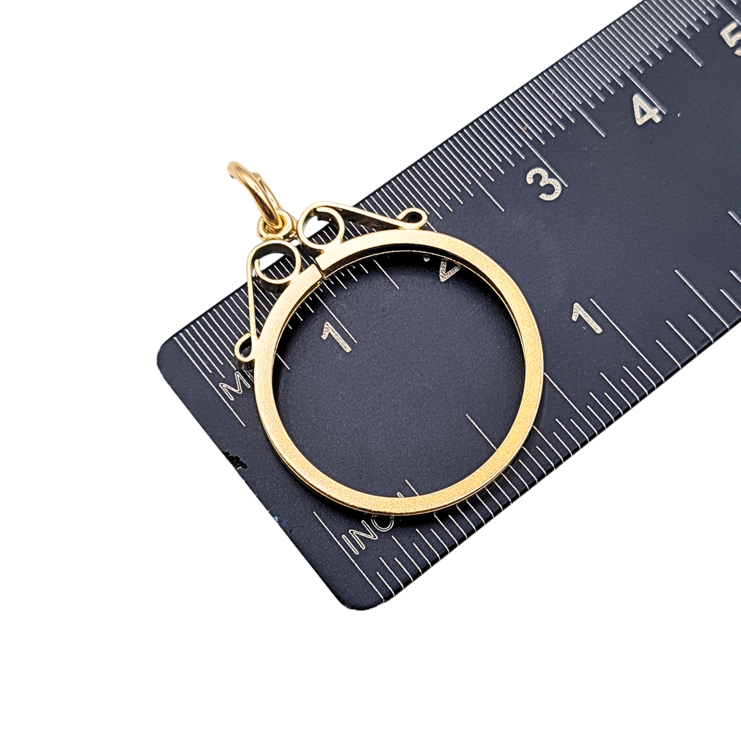 9ct Gold Half Sovereign Coin Holder Pendant Birmingham 1967 Scroll Top