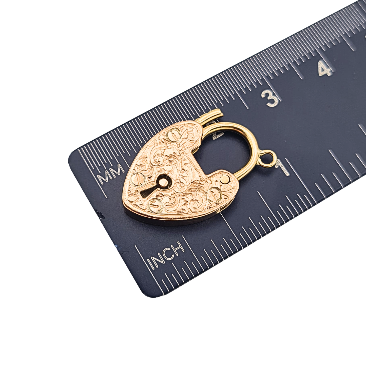 Antique 9ct Rose Gold Heart Padlock 1905 Birmingham Hallmark Engraved
