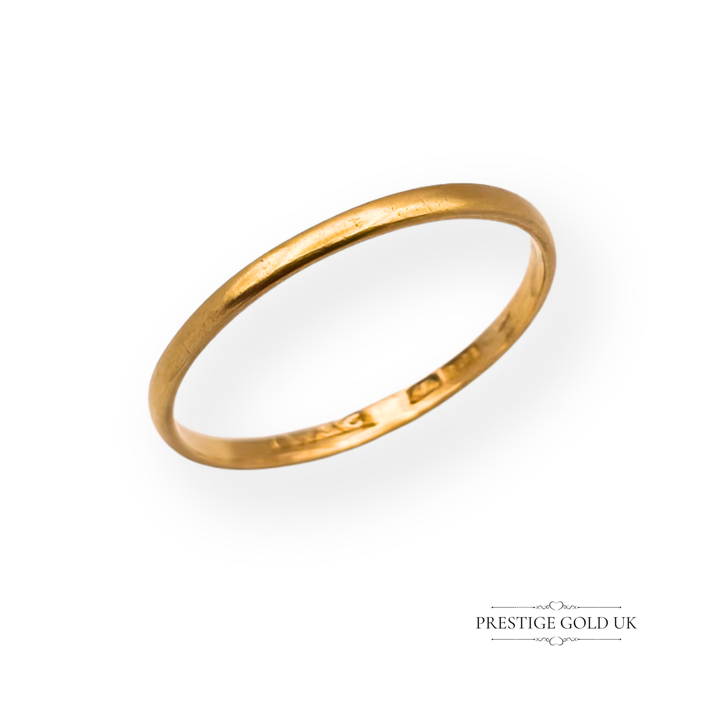22ct Thin Gold Wedding Band, Hallmarked Crown 22, UK U 1/2 - US 10 1/4
