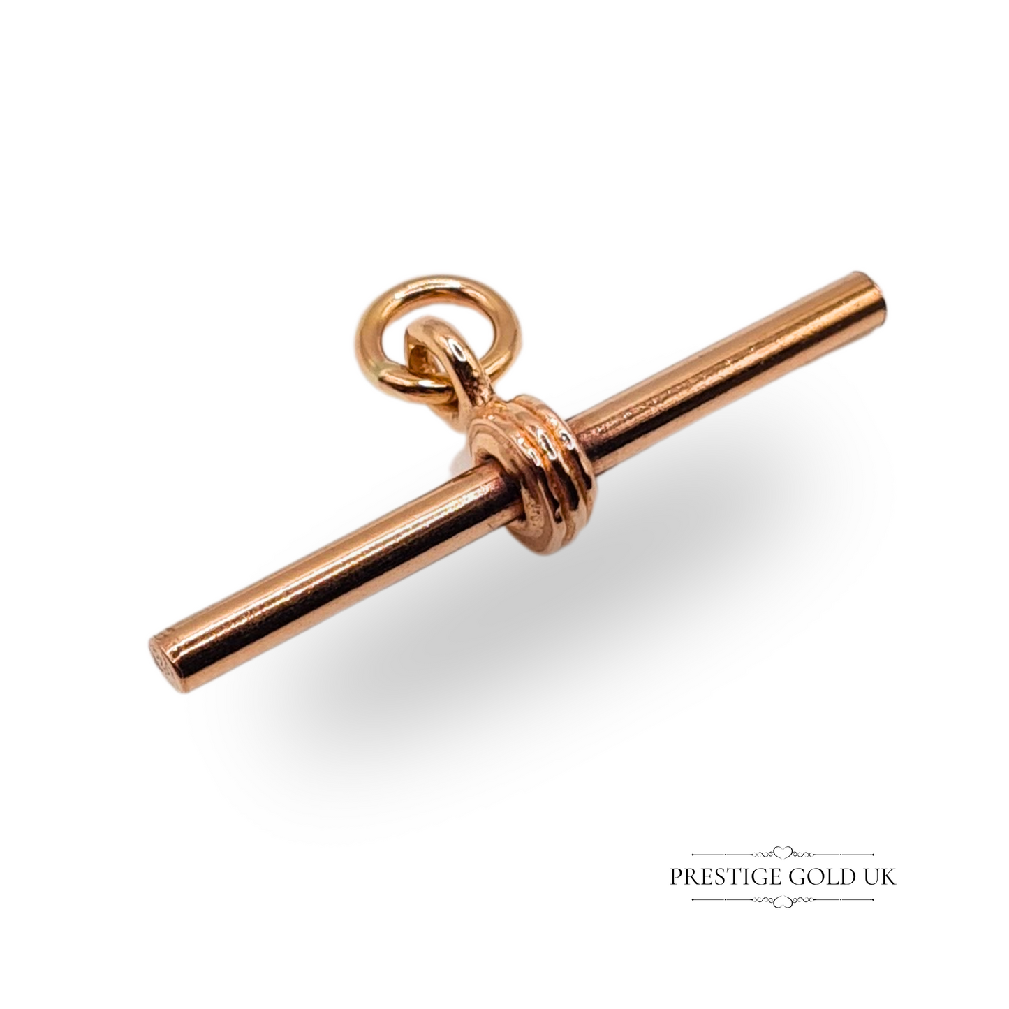 9ct Rose Gold T-Bar Pendant 22mm x 19mm With Jump Ring Vintage Solid Bar