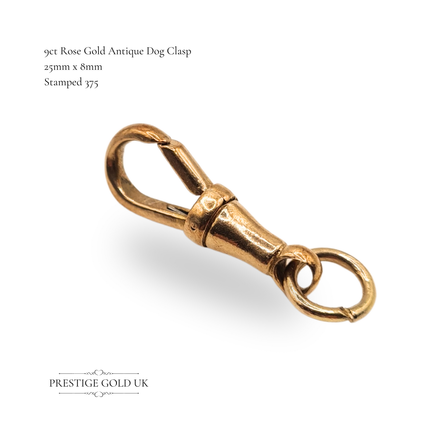 Large 9ct Rose Gold Dog Clip Clasp, Solid Secure Fastener