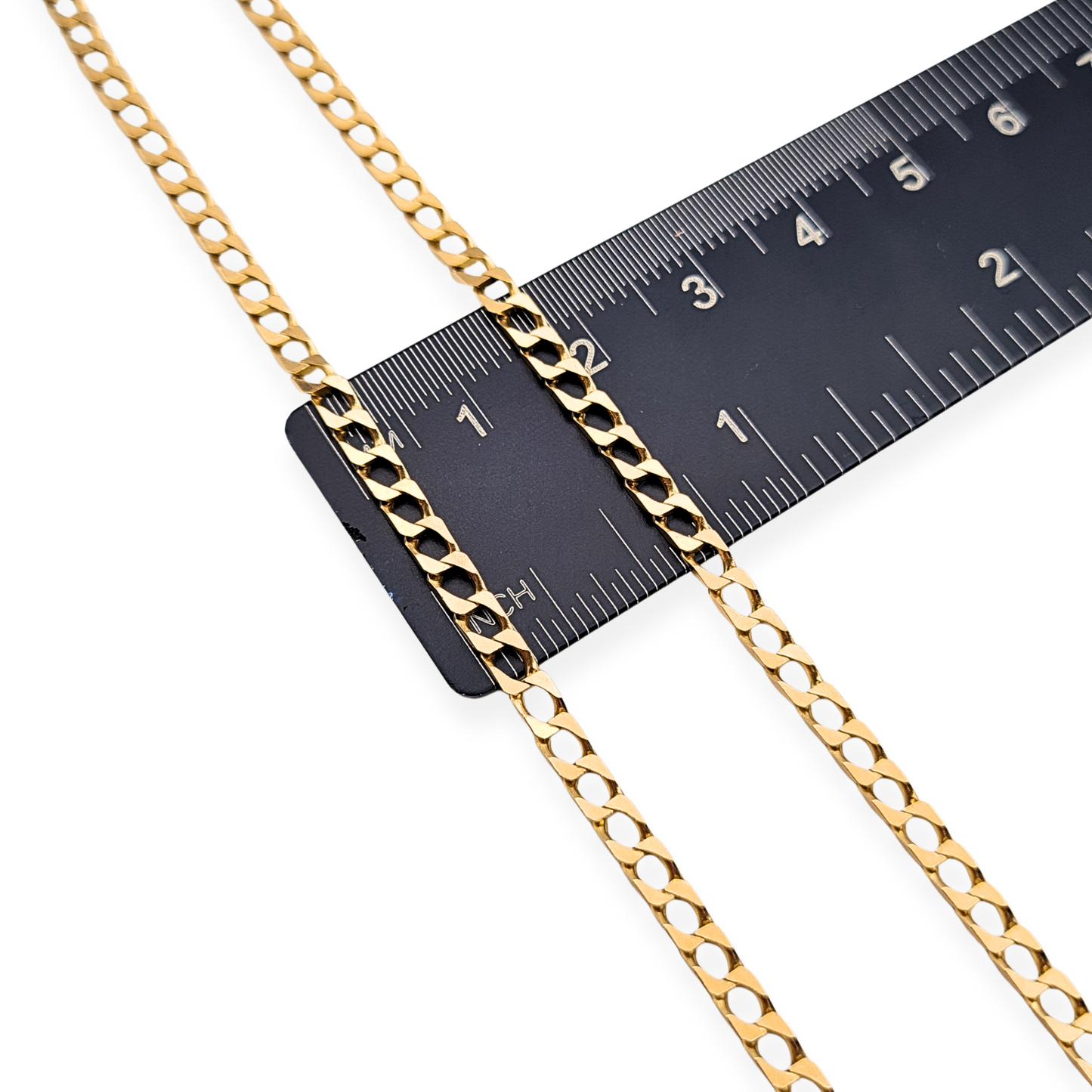 26" Long 9ct Gold Flat Curb Chain Necklace, Spring Clasp