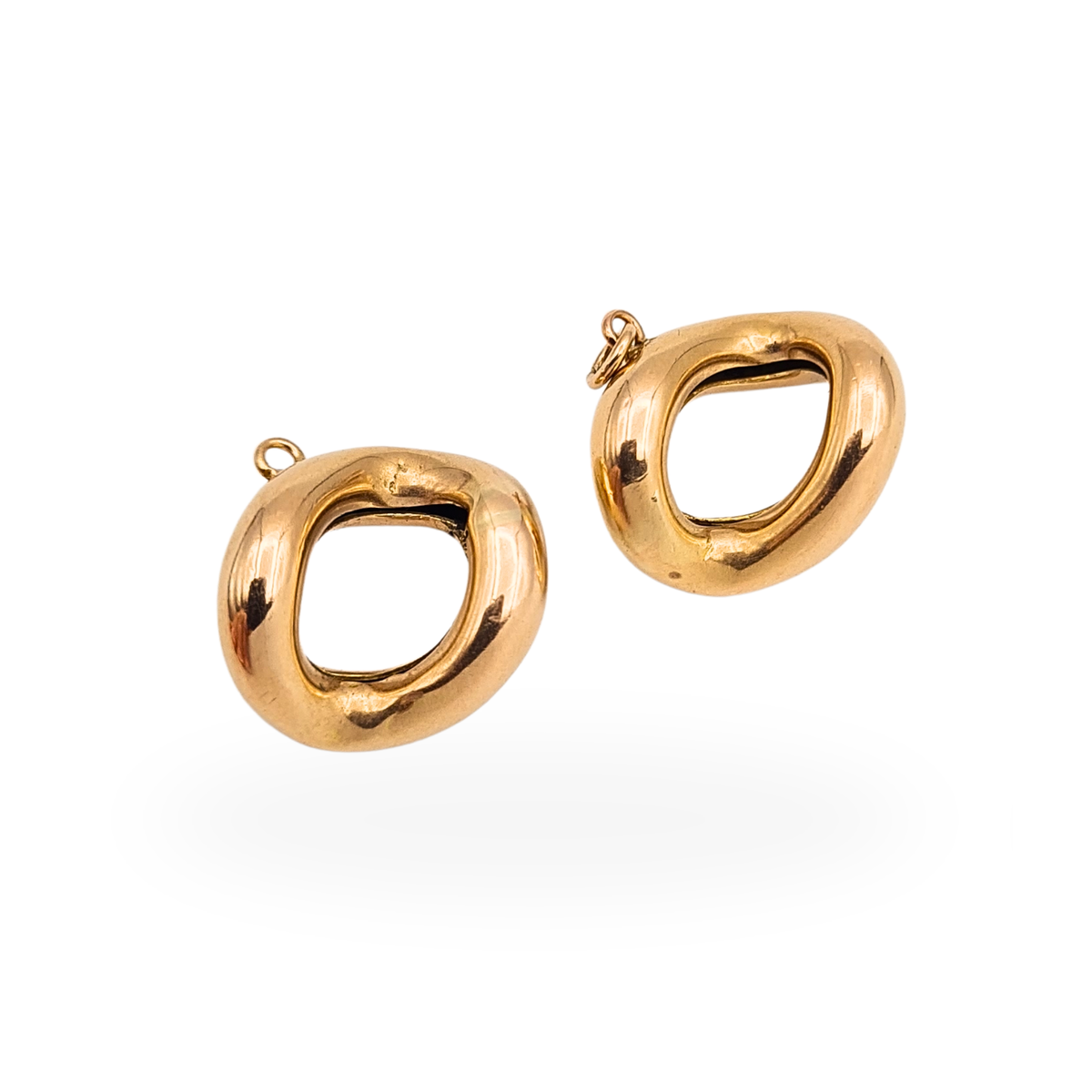Pair of 15ct gold chunky hollow bracelet end links with attachment rings for jewellery repair and restoration