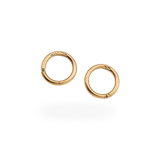 Pair of solid 9ct yellow gold closed jump rings stamped 375 jewellery connector findings