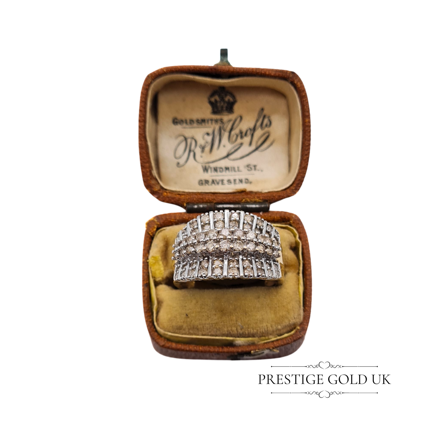 Vintage 9ct Gold Diamond Cluster Ring, White Gold Setting & Yellow Gold Band