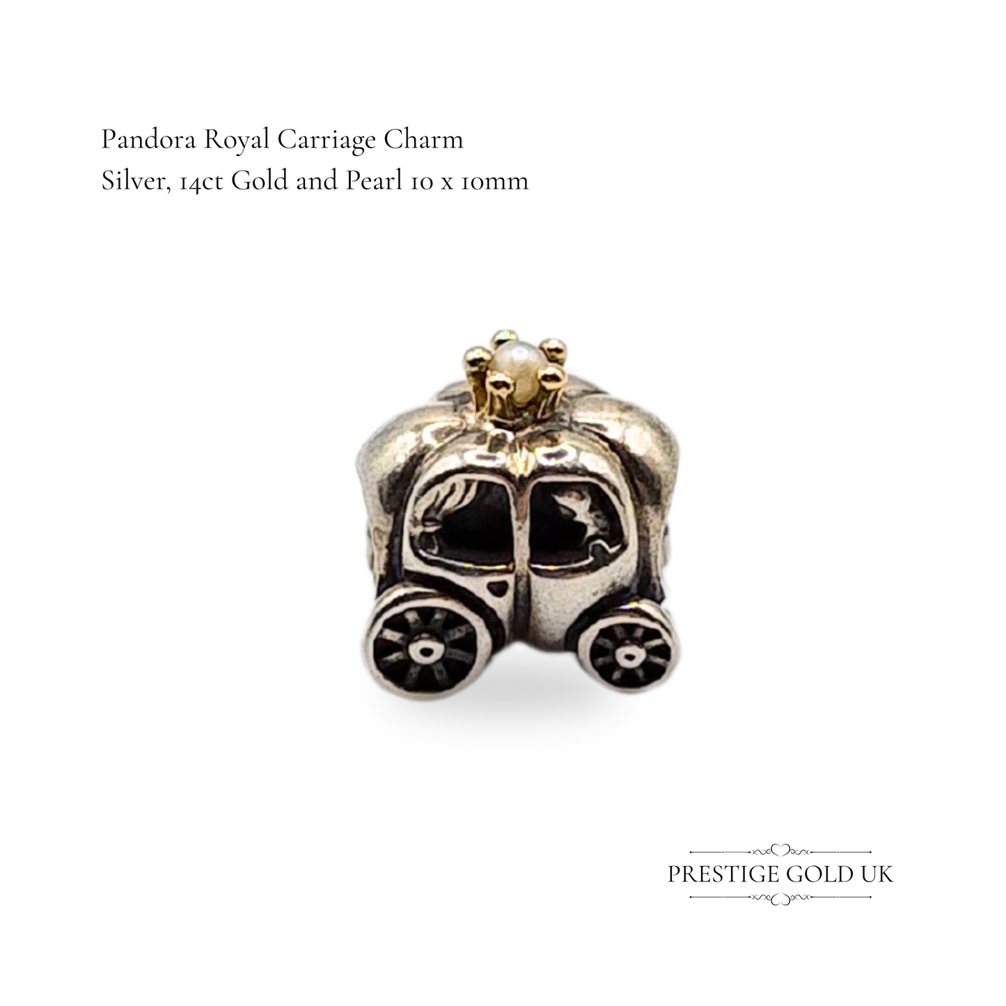 Authentic Retired Pandora Royal Carriage Sterling Silver Charm - 790598P