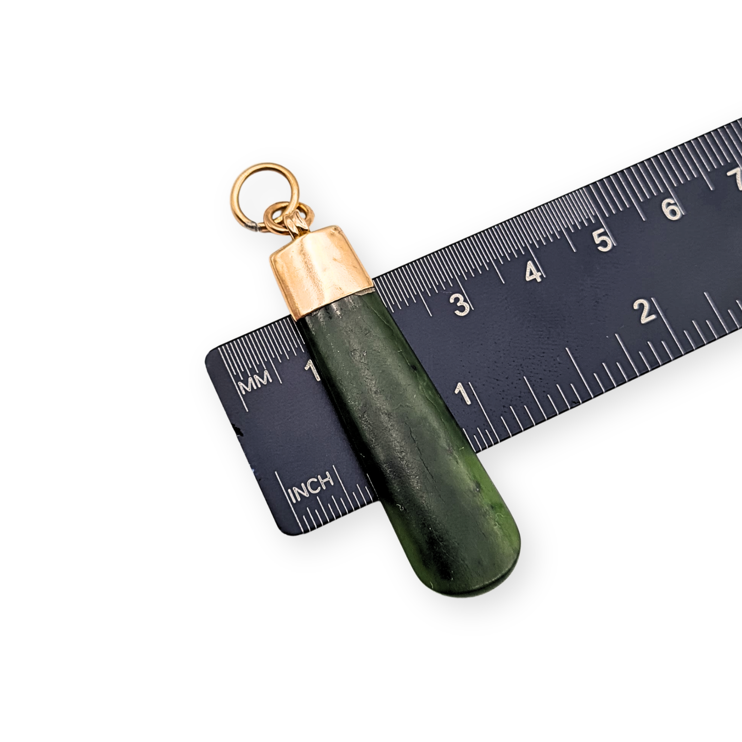 9ct Rose Gold Nephrite Jade Drop Pendant 50mm Teardrop