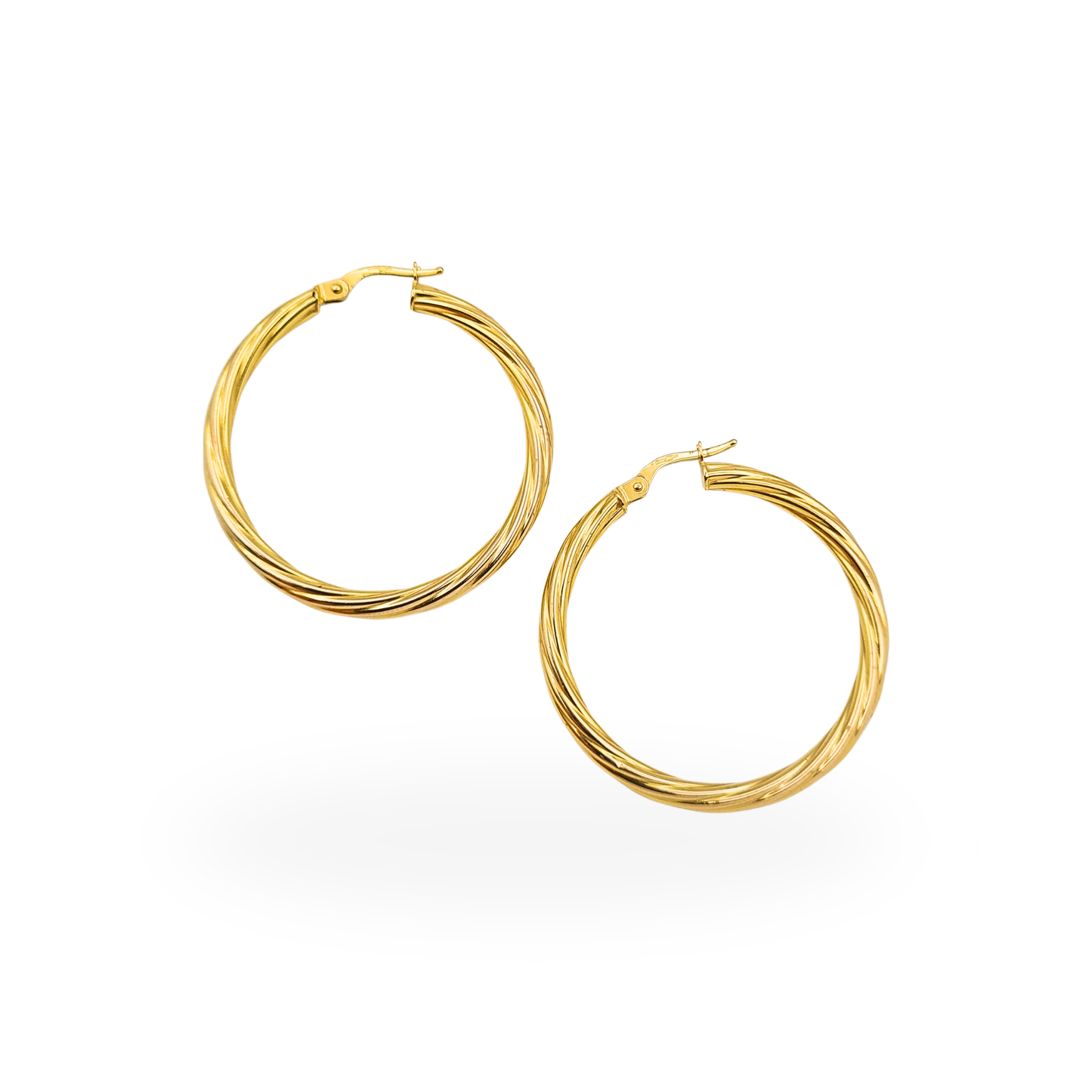 Huge 9ct Gold Twist Hoop Earrings 36mm Fully British Hallmarked