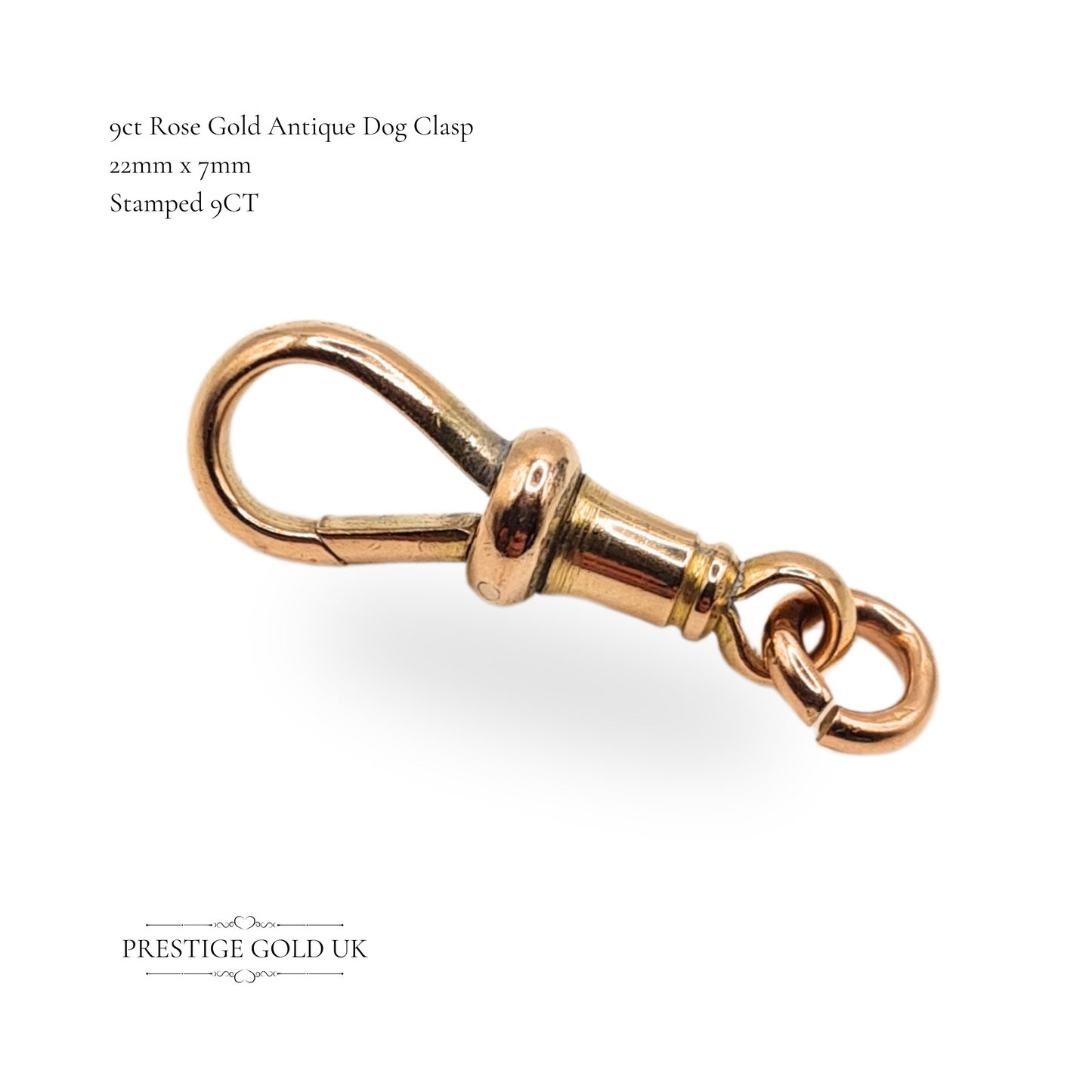 9ct Rose Gold Dog Clasp 24mm  Small Secure Clip