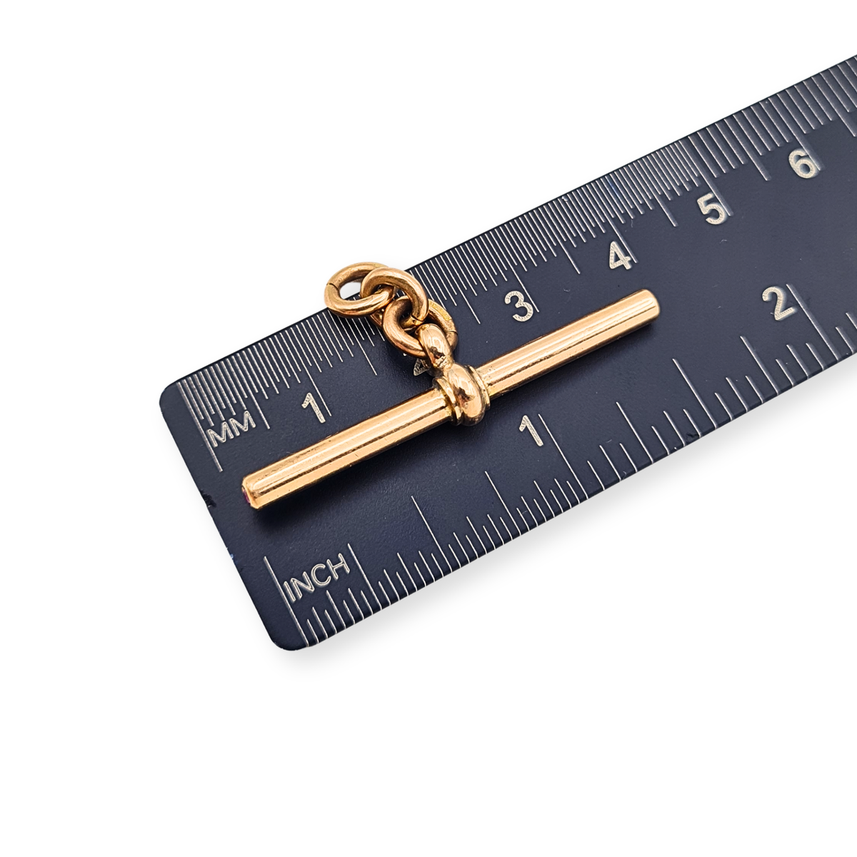 Antique 9ct Rose Gold Ruby T Bar Pendant  Heavy Solid Gold Albert Fob T-Bar