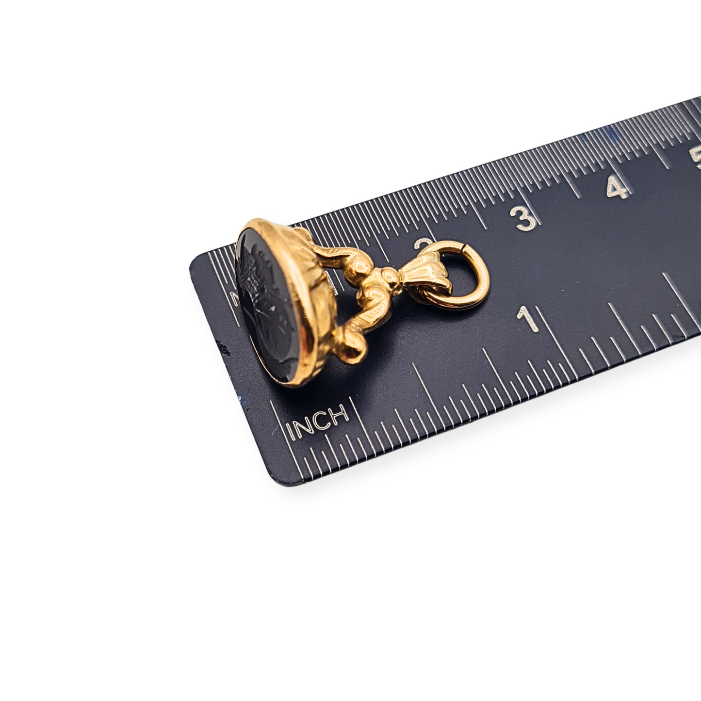 9ct Gold Vintage Centurion Seal Fob Pendant London Hallmark Black Intaglio