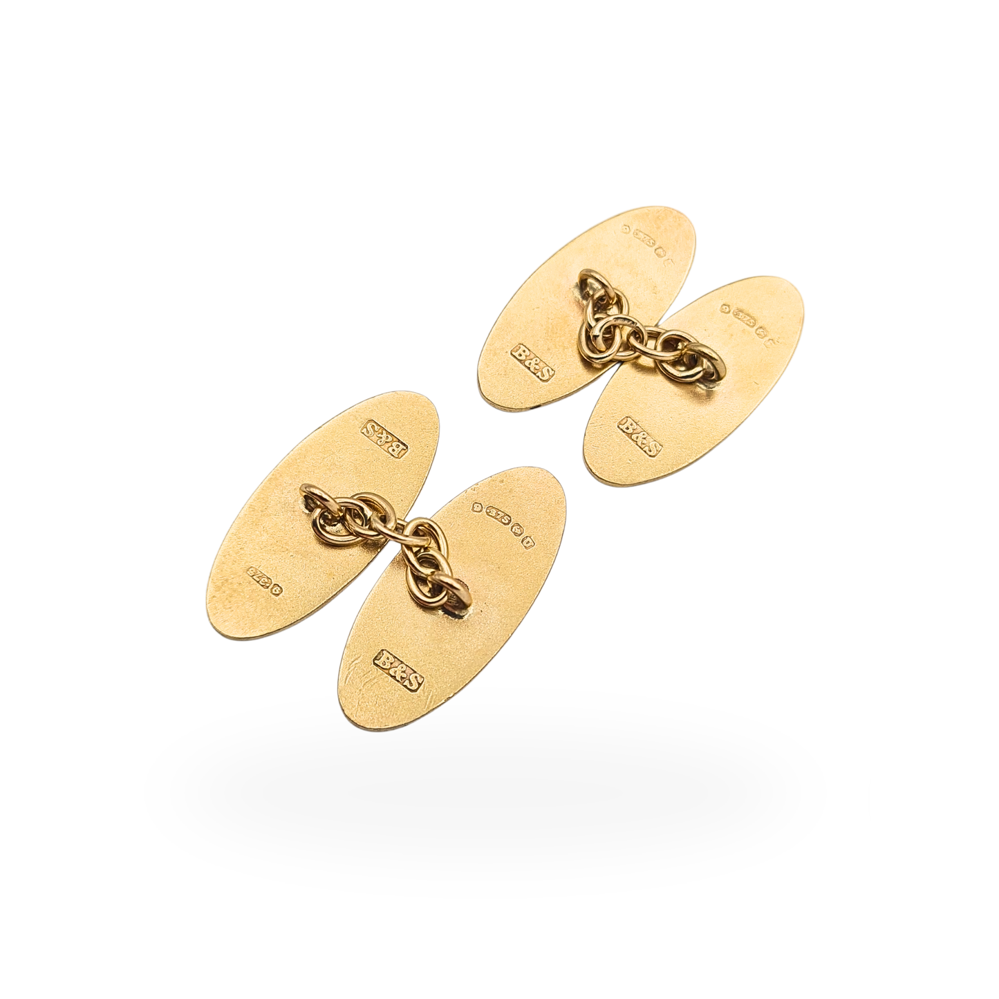 Solid 9ct Gold Oval Cufflinks B&S Birmingham Hallmarked Engraved
