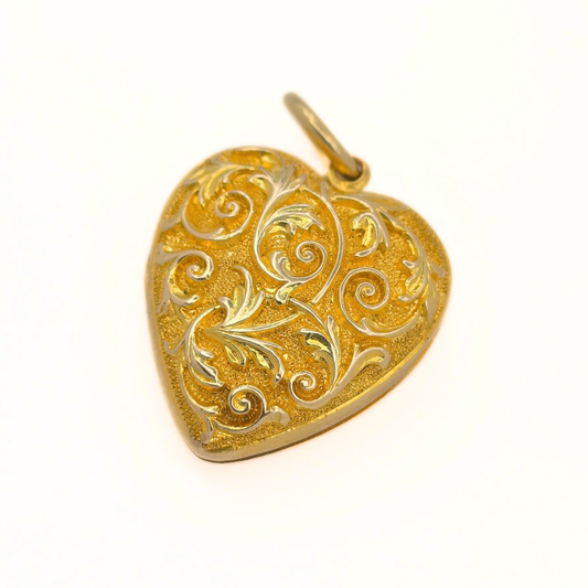 Antique 15ct Gold Heart Photo Locket, Heart Shaped Opening Phot Keepsake Pendant