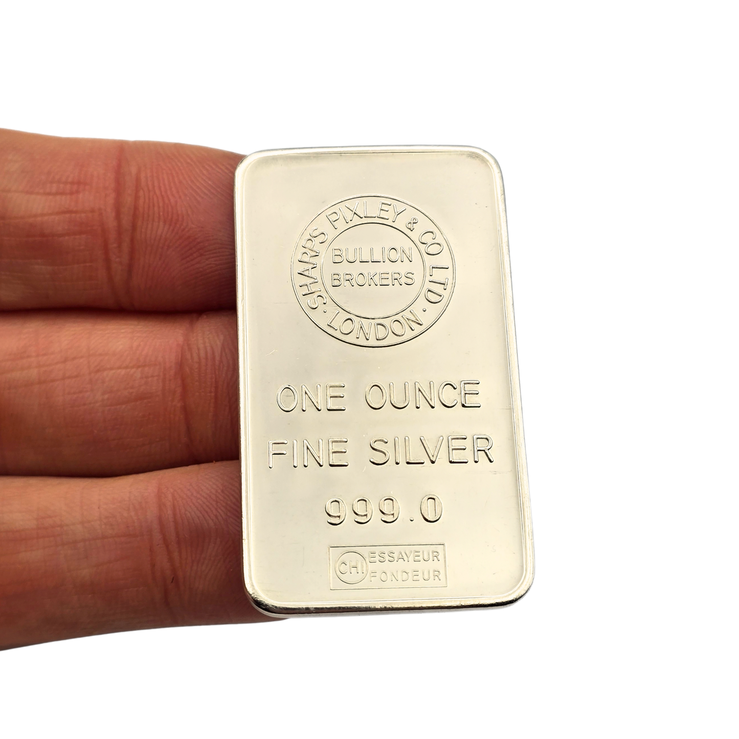 999 Fine Silver Sharps Pixley London 1oz Bullion Bar, Vintage Investment Bar
