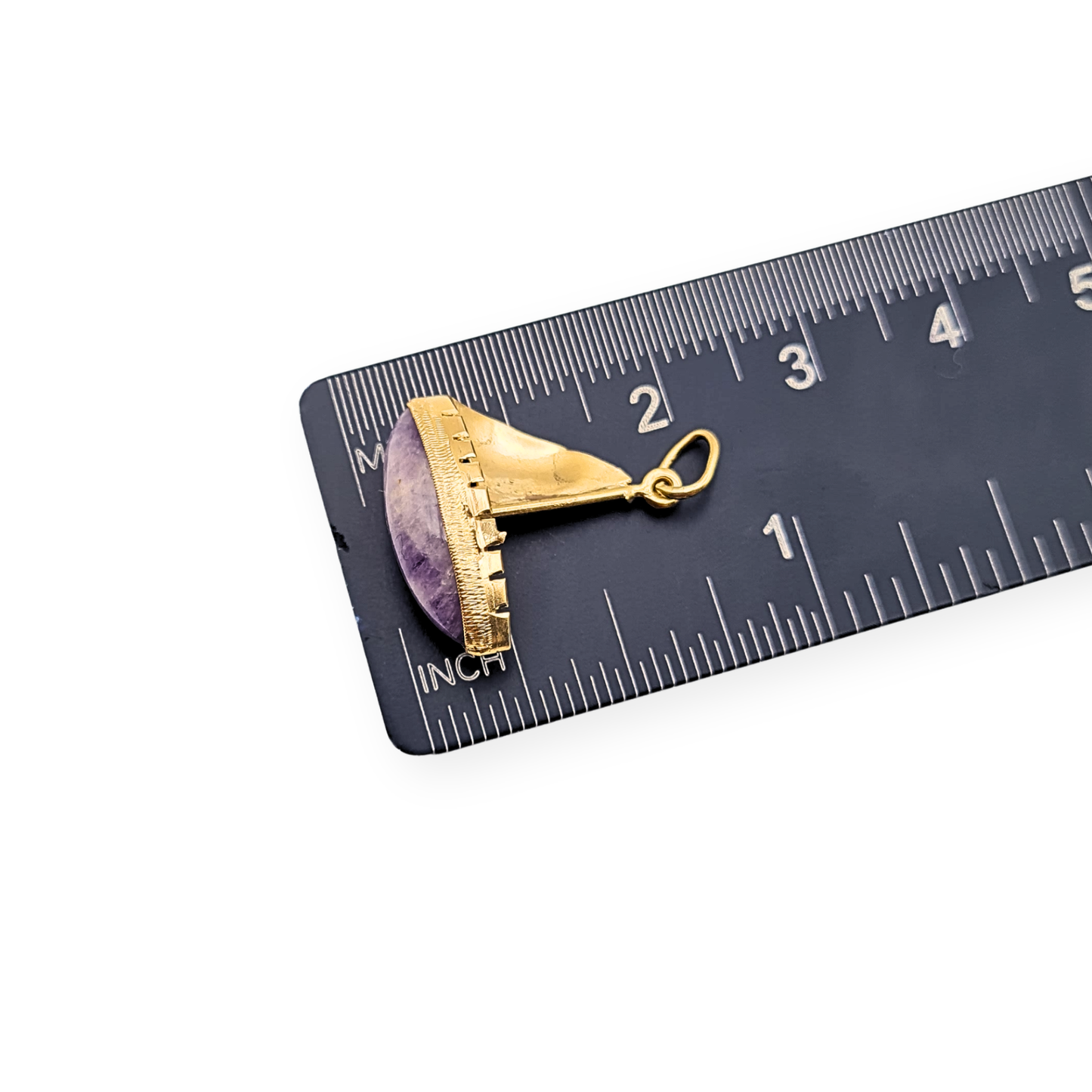 14ct Gold Sailboat Charm, Purple Quartz Boat Pendant
