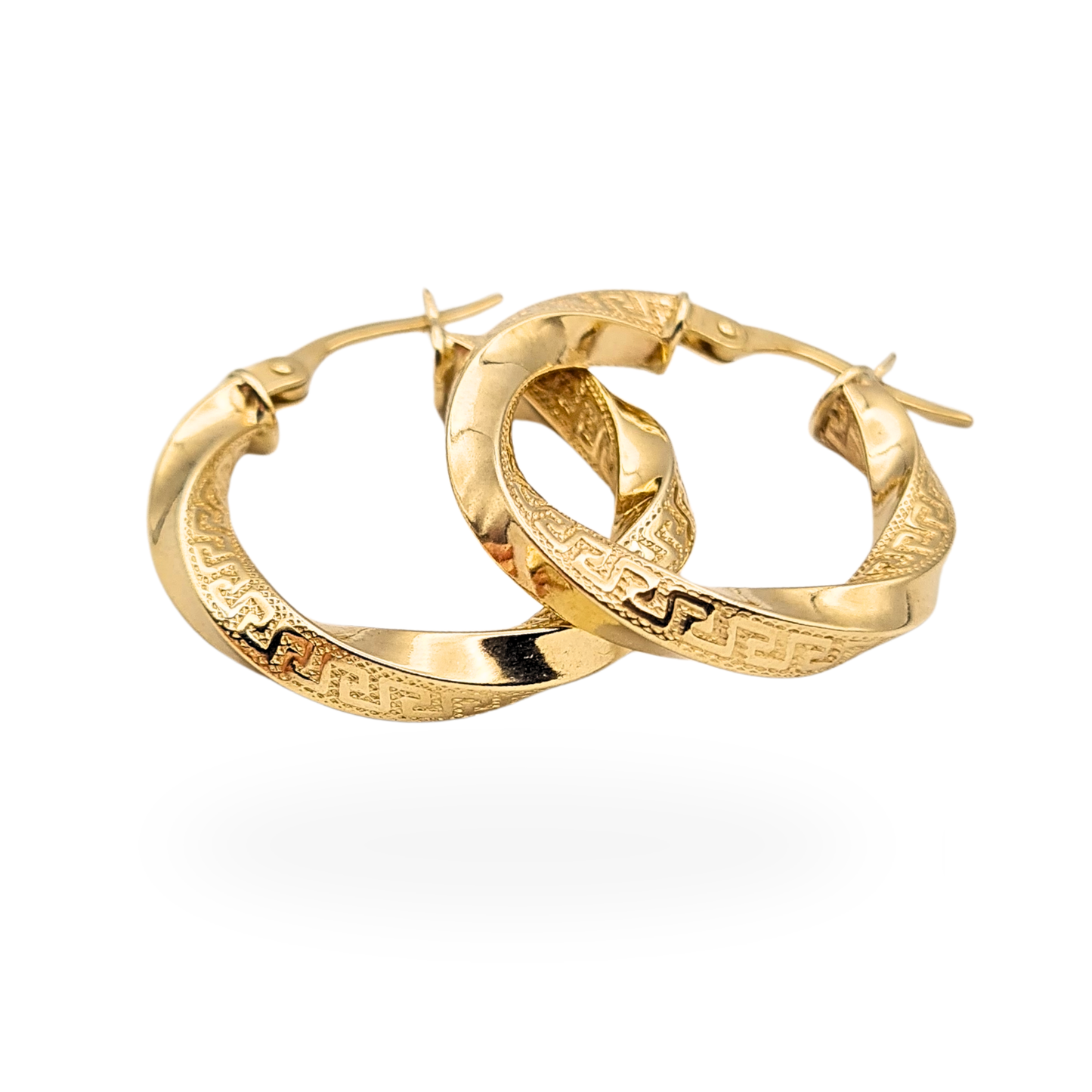 9ct Gold Twist Hoop Earrings 22mm Fully Hallmarked