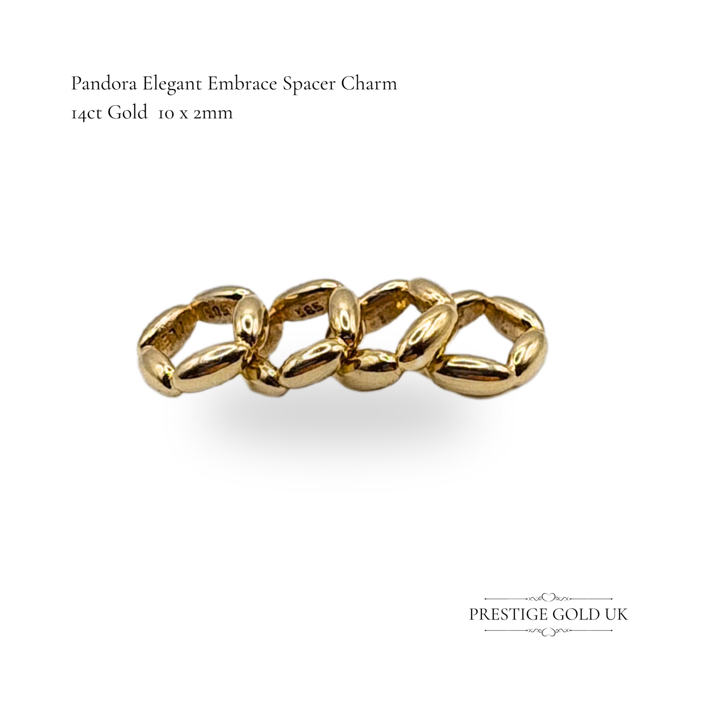 Pandora Elegant Embrace Spacer Charms x4- 14ct Gold- ALE 585 Stamped 750801