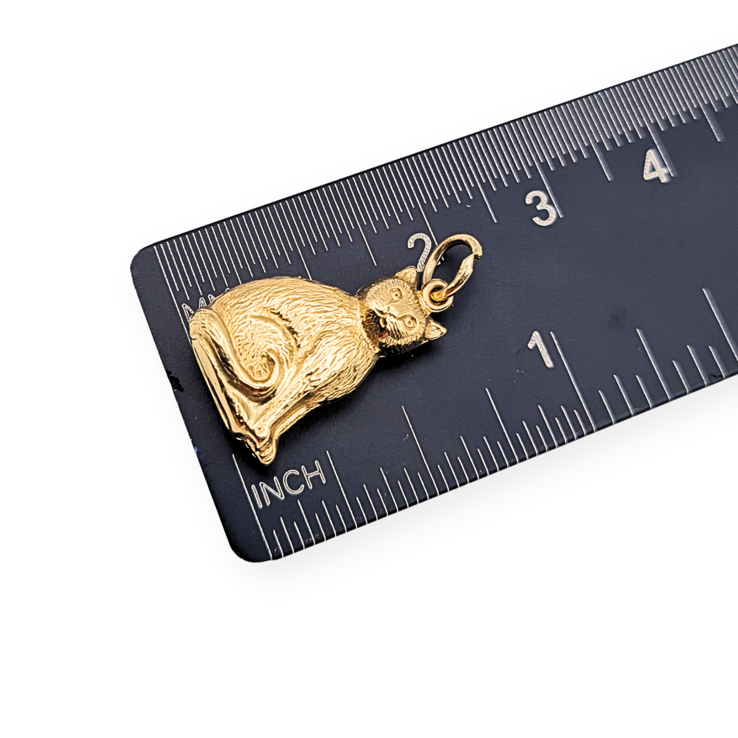 Large 9ct Gold Puffy Cat Charm Pendant 1993 Birmingham
