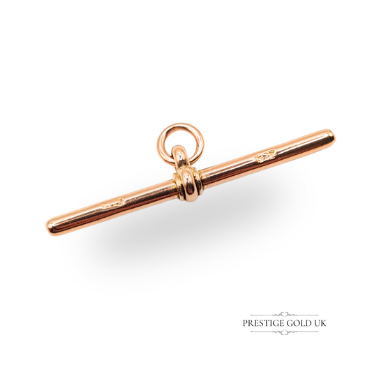 9ct Rose Gold T-Bar Pendant 36mm Stamped 9ct Antique Fob Charm