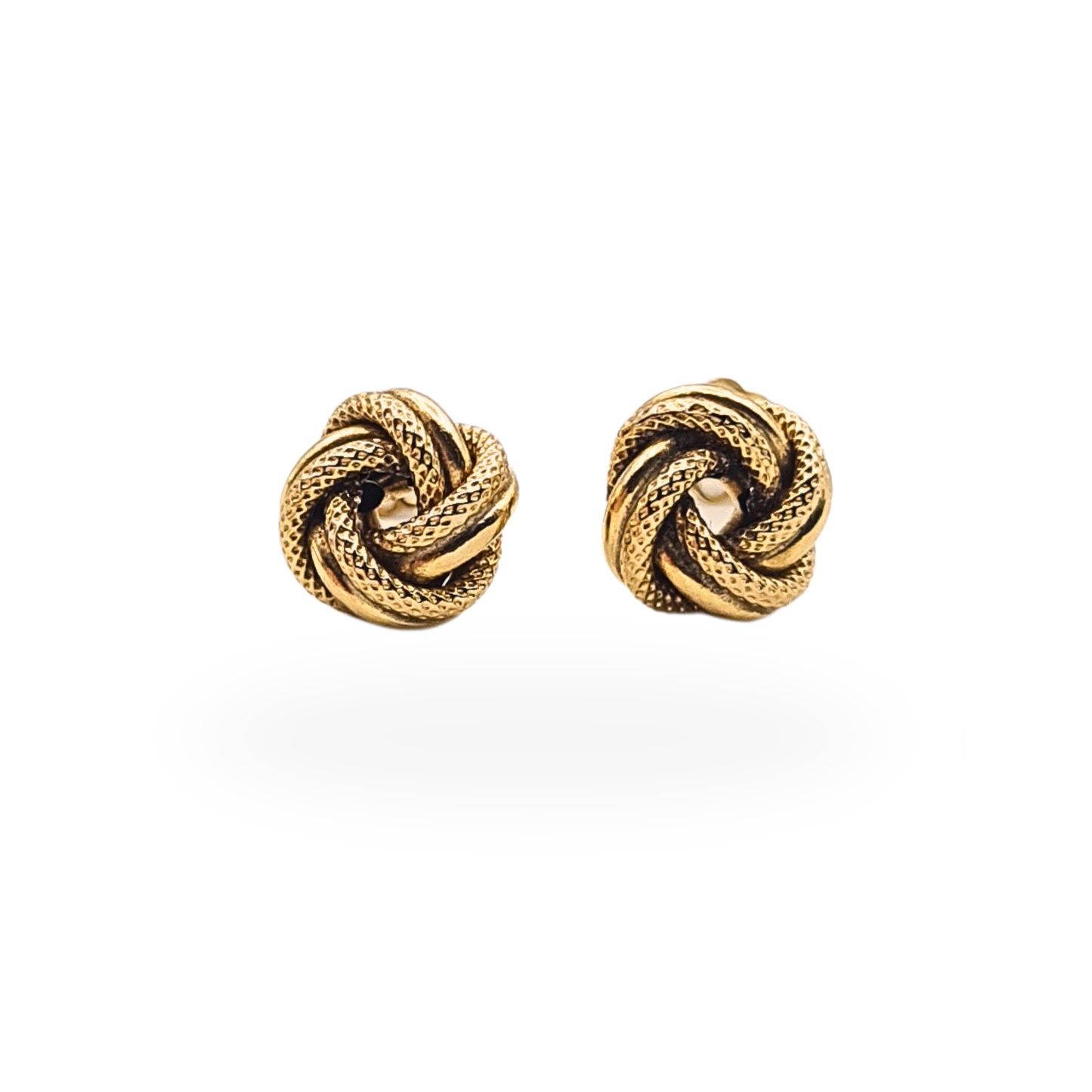 9ct Gold Woolmark Knot Earrings Textured Twist Stud Earrings 375