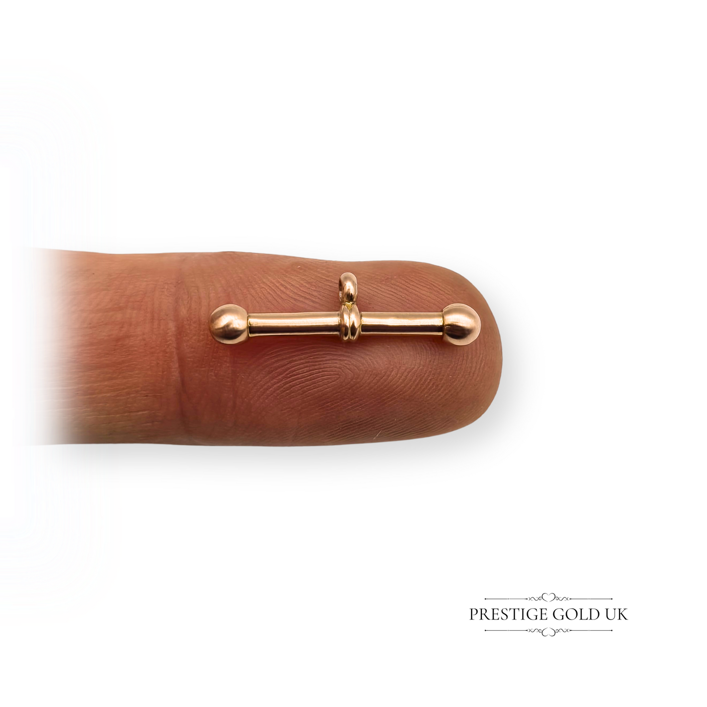 9ct Rose Gold T-Bar Pendant, Ball-Ended T Bar, Albert Chains or Necklaces