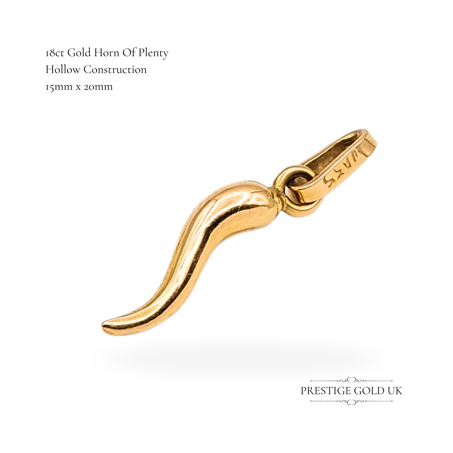 18ct Gold Horn Of Plenty Charm, Tiny Good Luck Charm