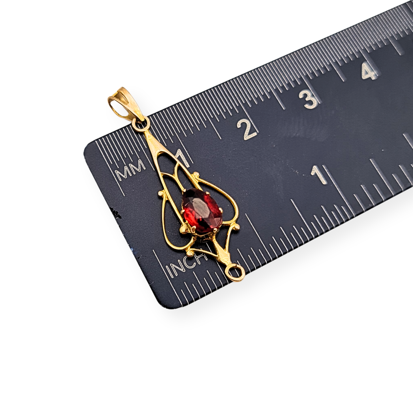 9ct Gold Ruby Lavaliere Pendant, Stamped 9ct