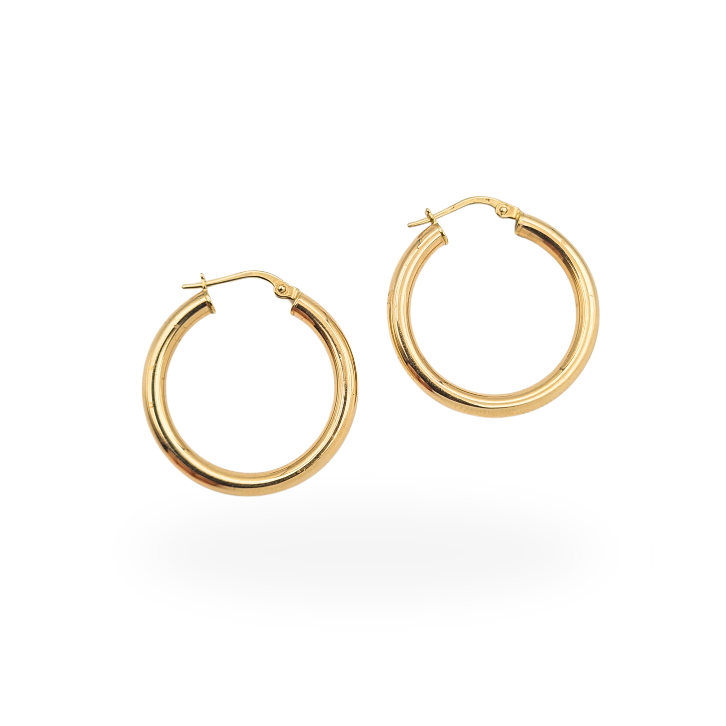 Large 9ct Gold Hoop Earrings Hollow Hoops Flip Top Fasteners 25mm