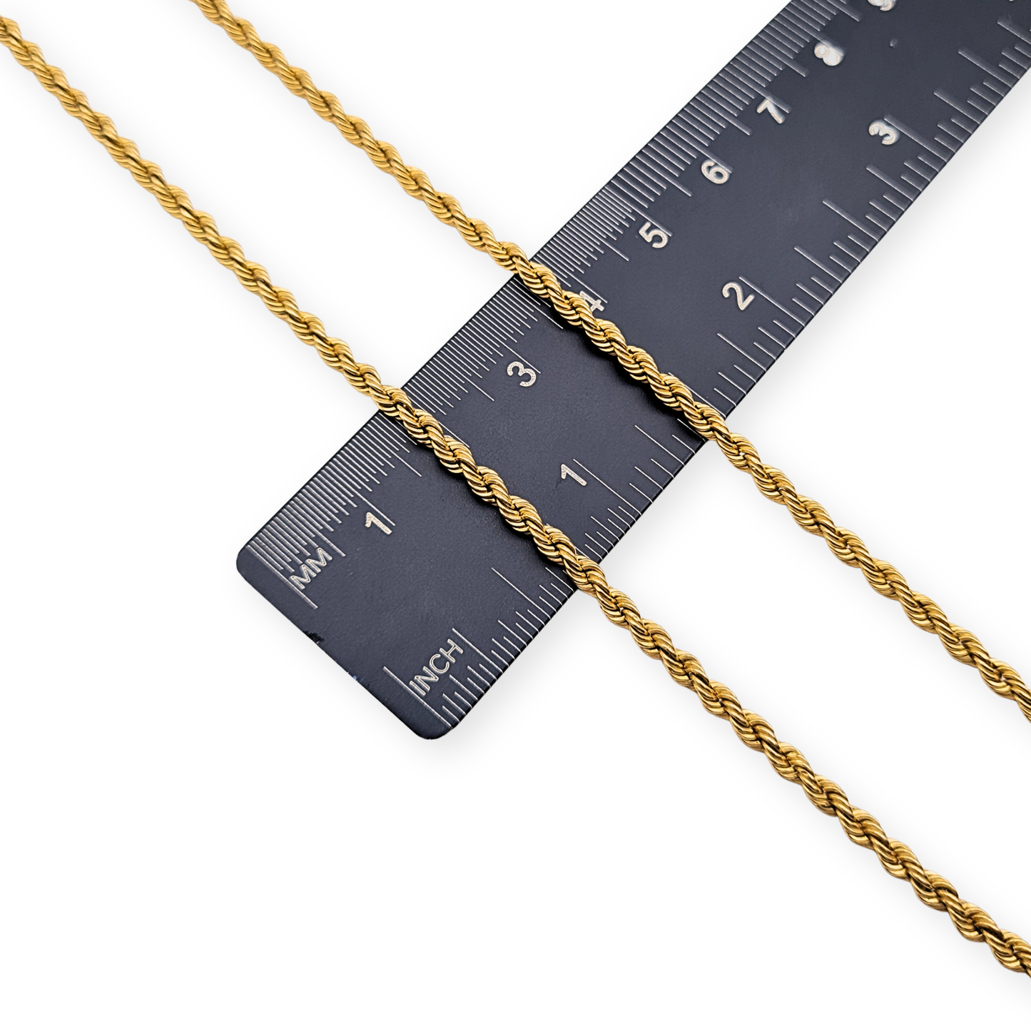 22 1/2" Long Gold Twist Rope Necklace,  Classic Delicate  Chain.