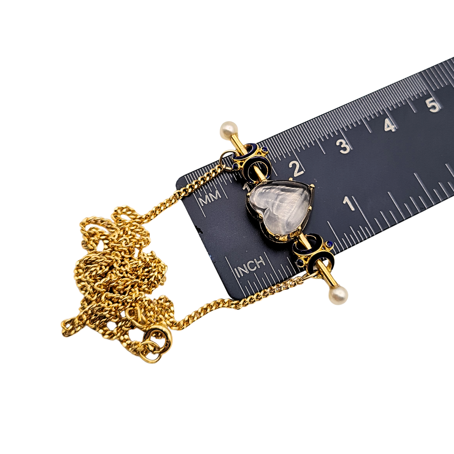 9ct Gold Chain With 15ct Mourning Heart Locket, 17 Inch