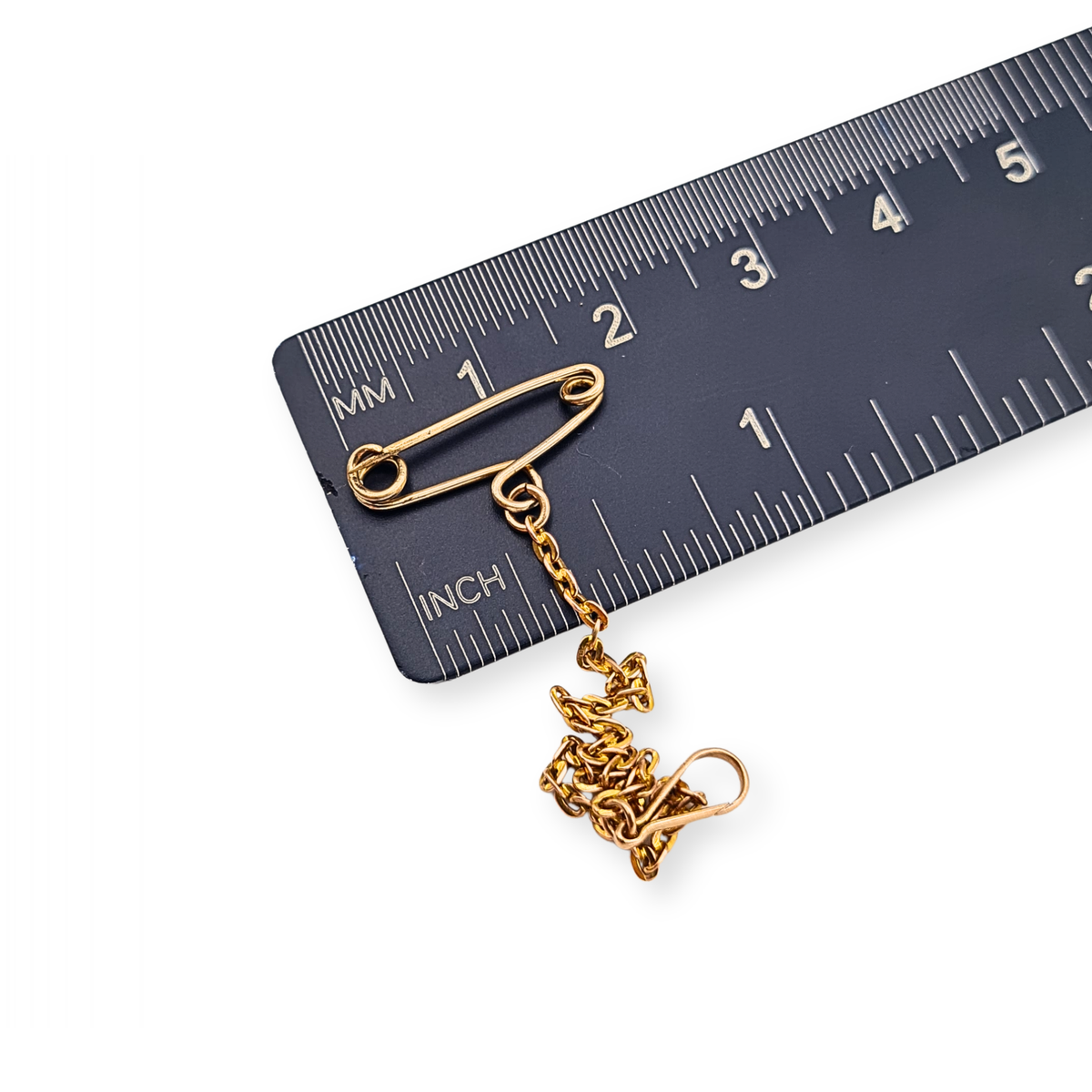 9ct Gold Long Jewellery Safety Chain 9.5cm Brooch Clip Chain
