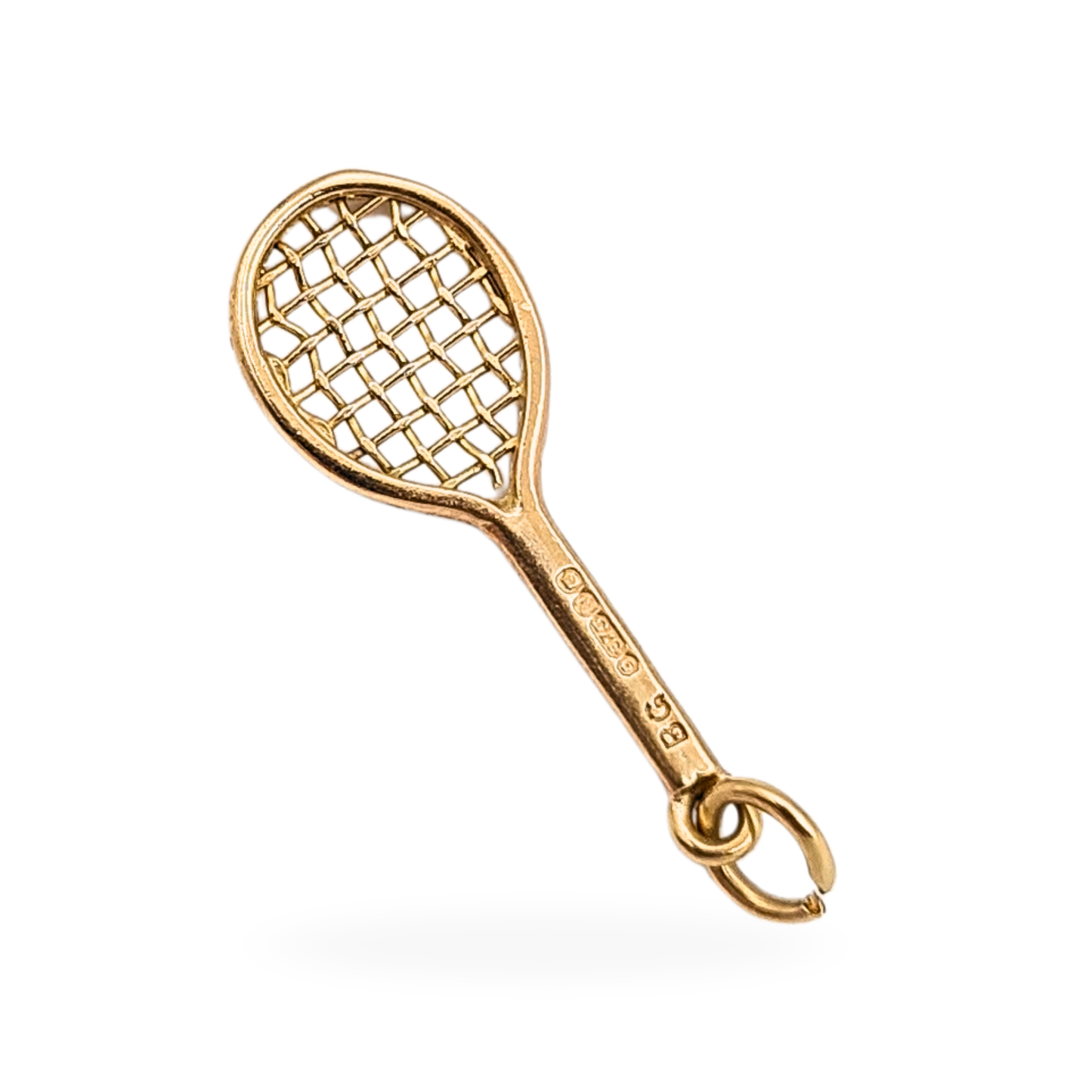 9ct Gold Racket Charm London 1949, Tennis Squash Pendant