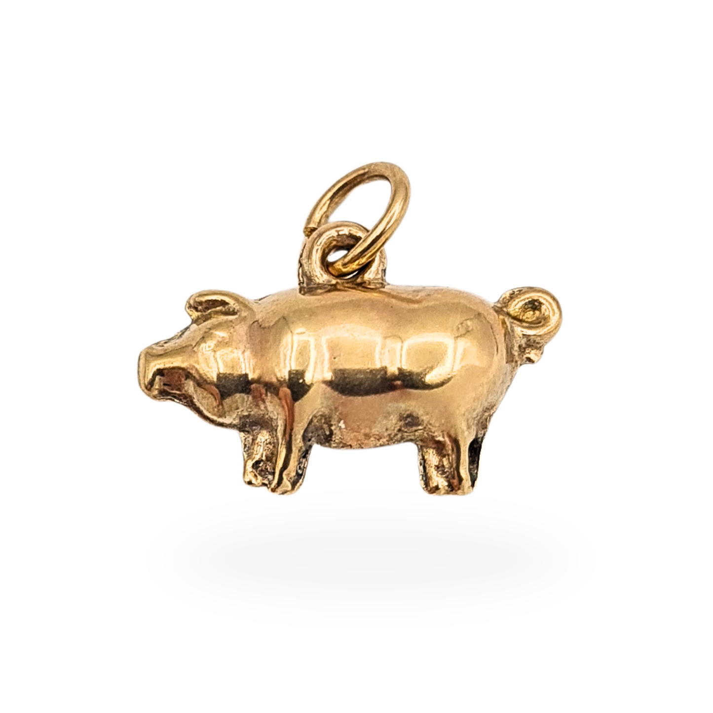 9ct Gold Puffy Pig Charm Pendant,  Novelty Animal Charm
