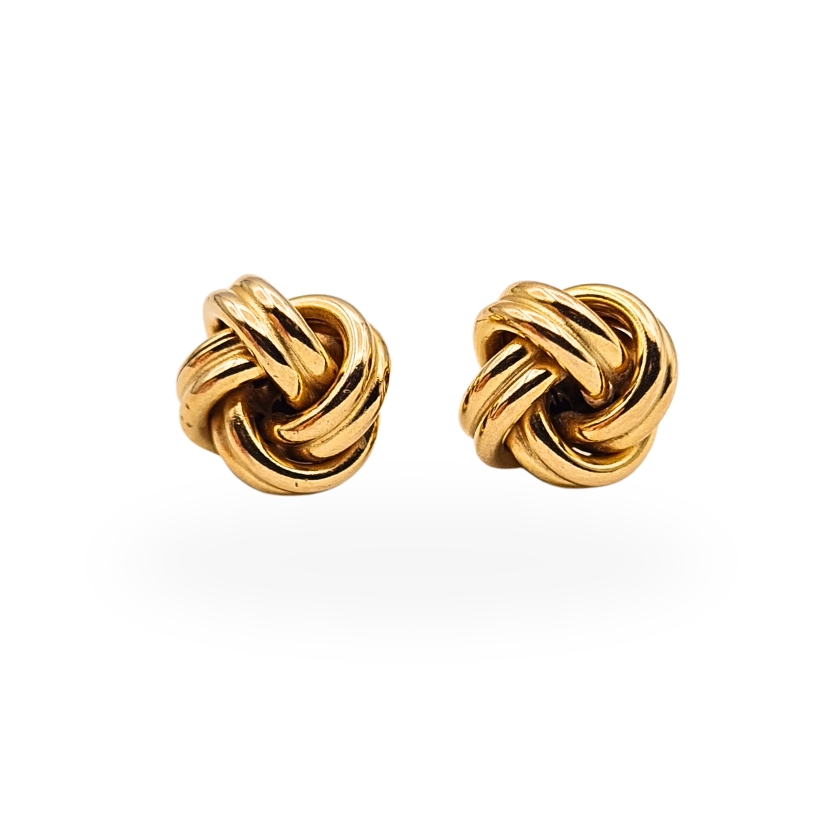 9ct Gold Twin Wire Knot Stud Earrings,  British Hallmarked Gold