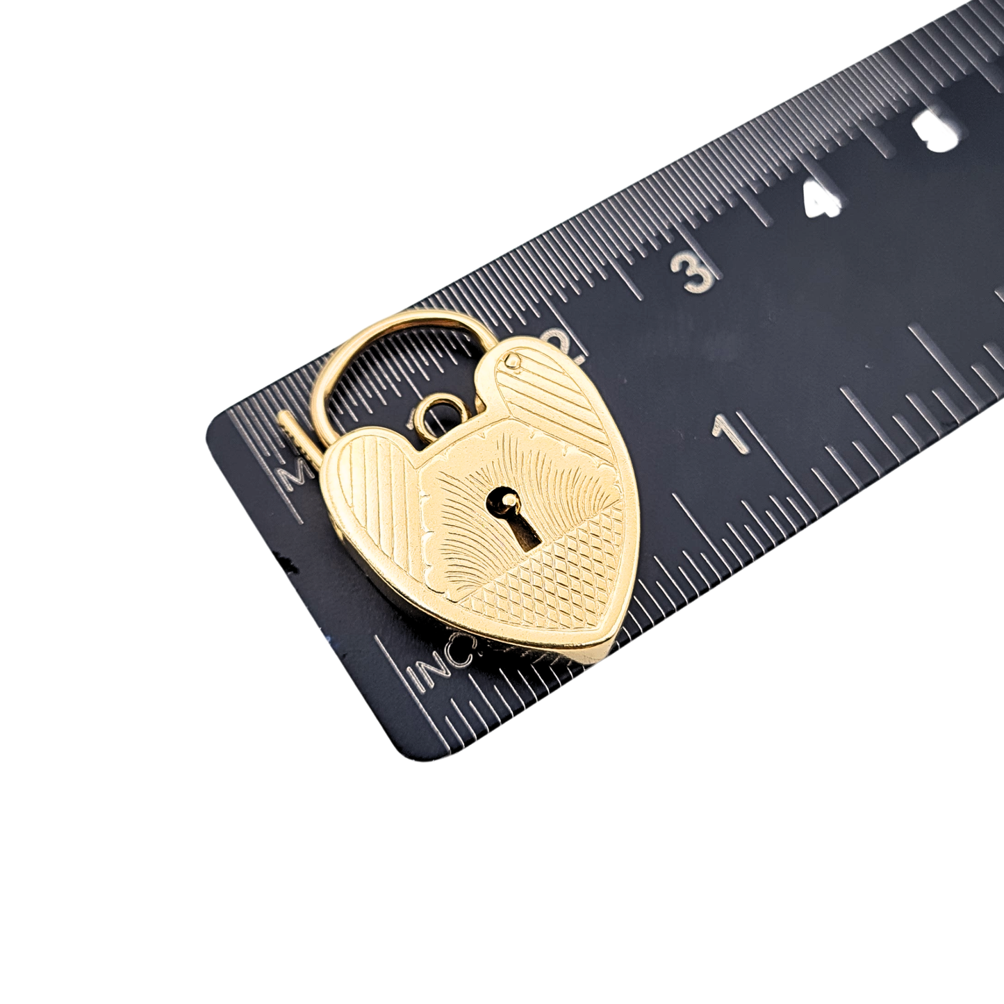 Very Large 9ct Gold Heart Padlock Pendant, 1969, Engraved Charm