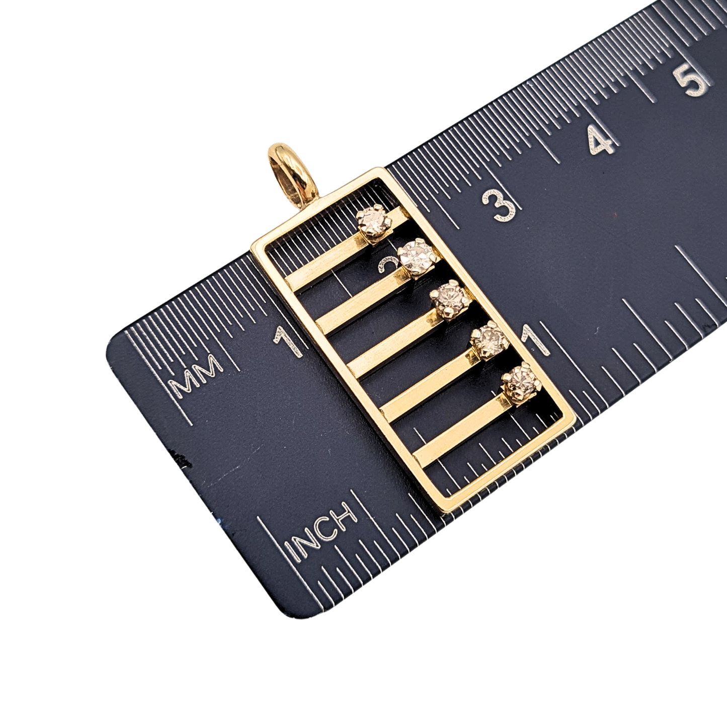 Solid 9k Gold Diamond Set Abacus Pendant Vintage Moving Stones Charm