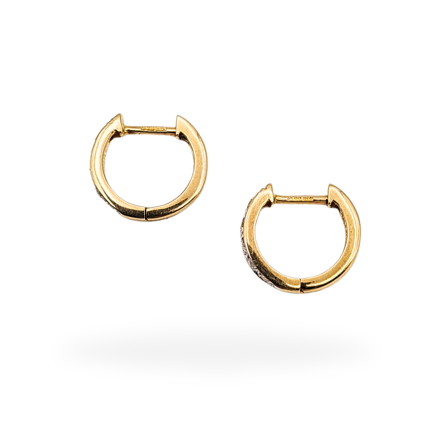 Tiny 9ct Gold Diamond Huggie Hoop Earrings Fully Hallmarked