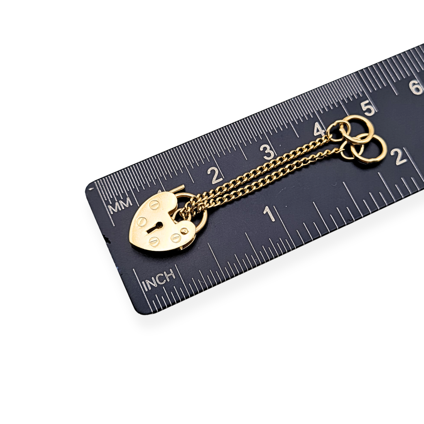 Small 9ct Gold Heart Padlock, Tested 375, Safety Chain