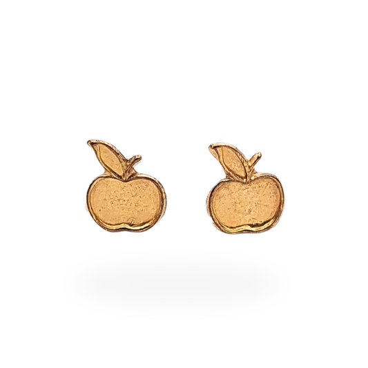 Tiny 9ct Gold Apple Stud Earrings, Tiny Fruit Design