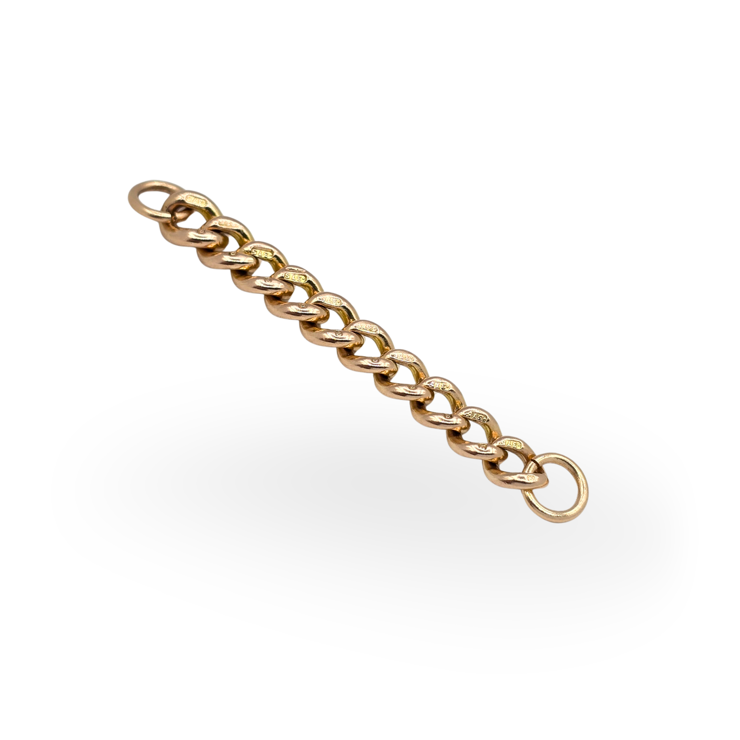 2" Antique 9ct Solid Rose Gold Graduated Curb Link Extender 50mm
