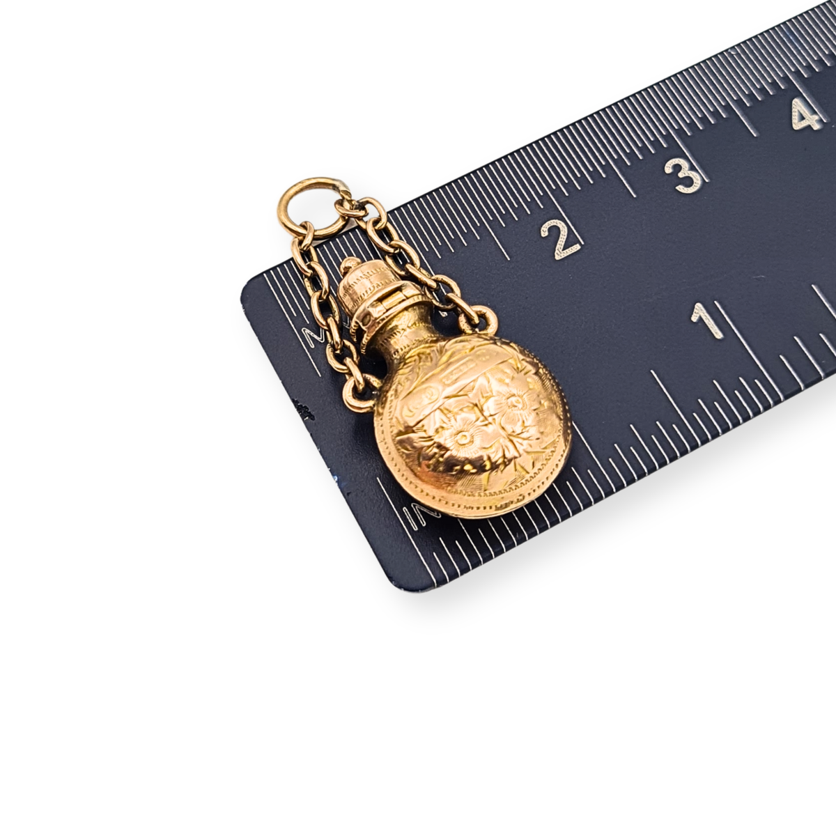 Antique 9ct Rose Gold Perfume Scent Bottle Charm Opening Lid Hallmarked
