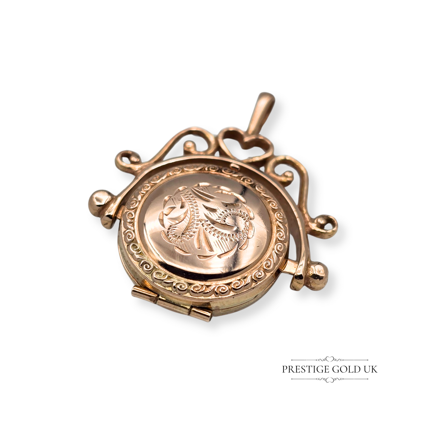 9ct Rose Gold Spinning Pendant, Small Opening Keepsake Locket