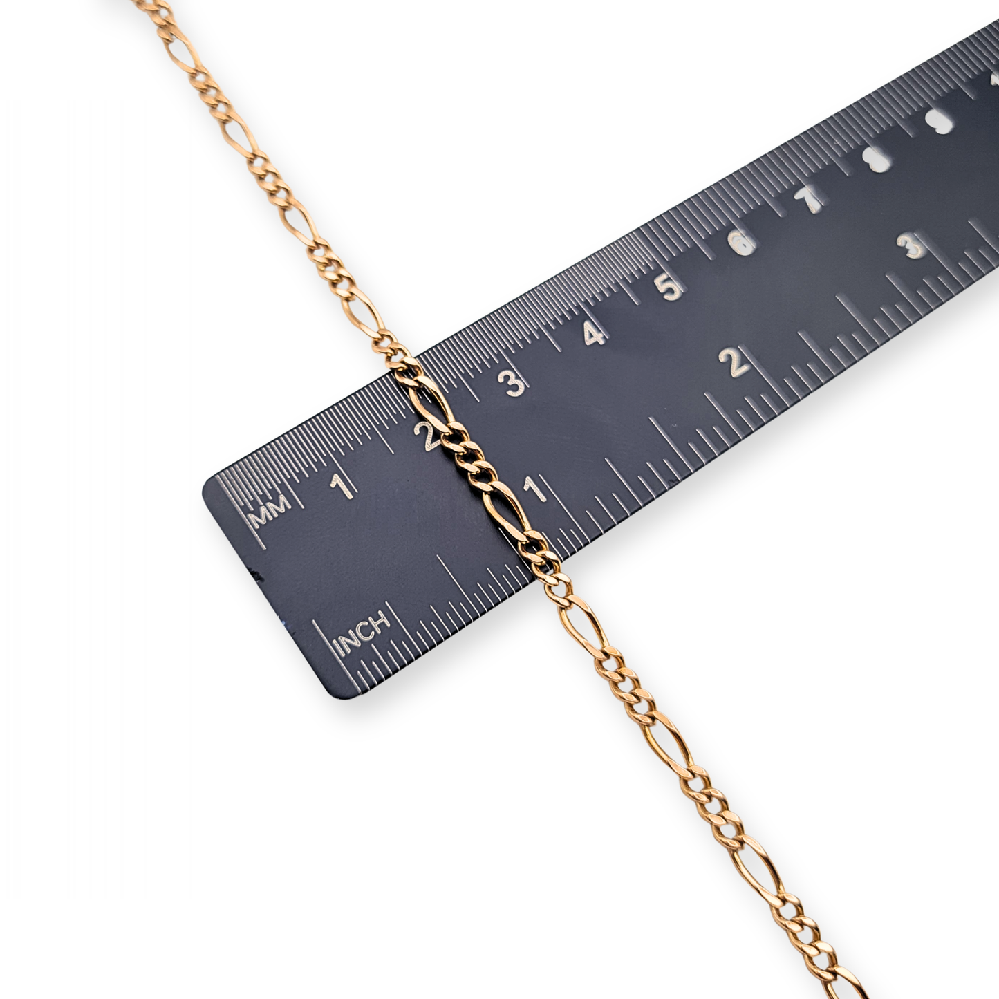 6 3/4 Rose Gold Figaro Bracelet,  18cm, Fully Hallmarked