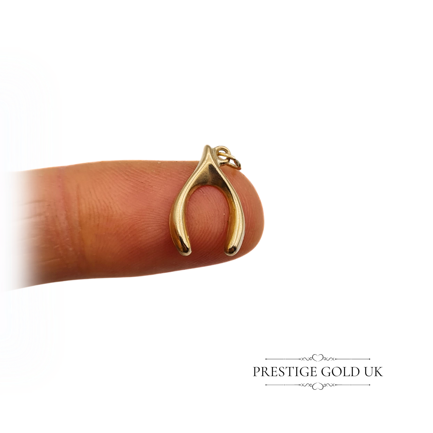 Vintage 9ct Gold Wishbone Charm Pendant, Fully Hallmarked London 1981