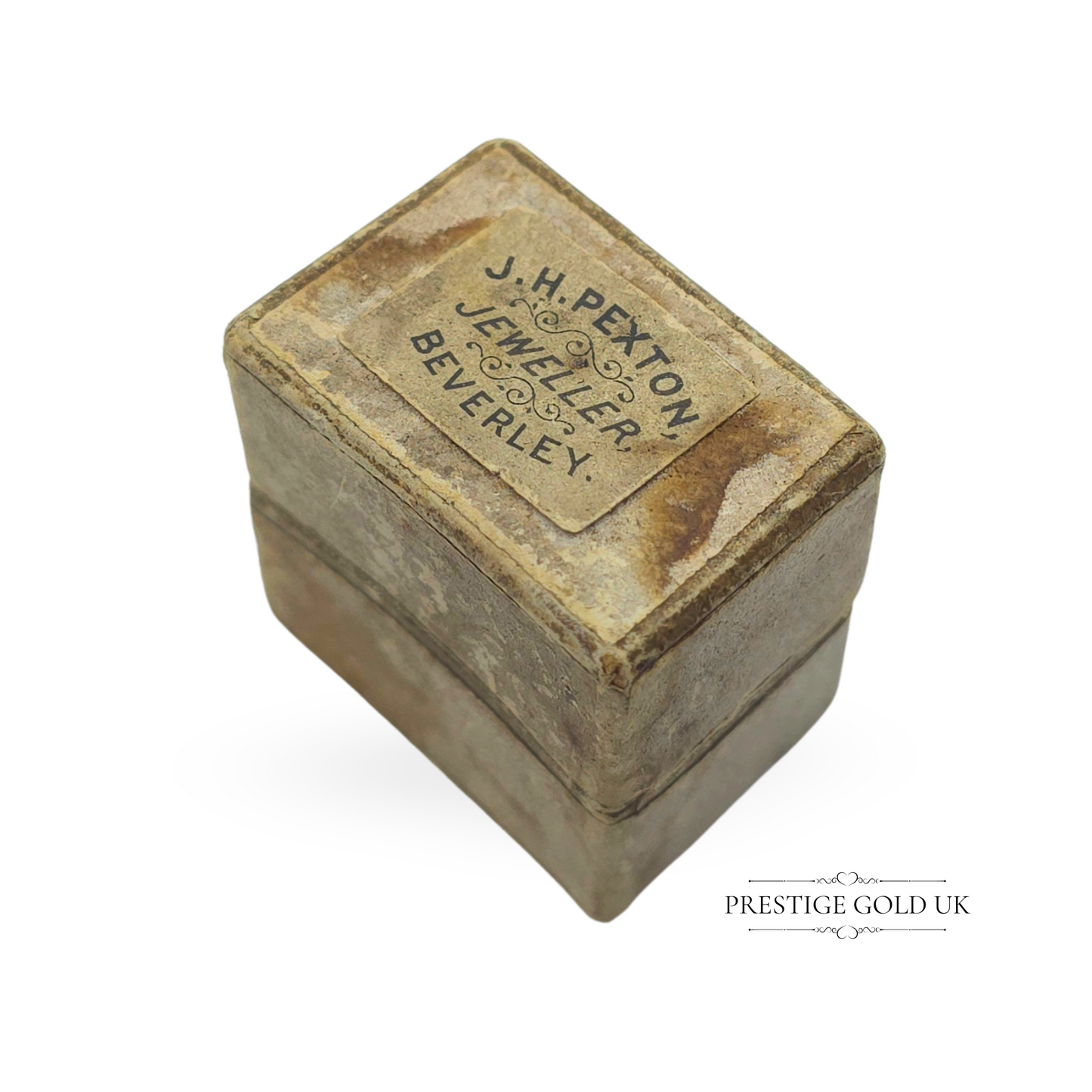 Antique Tiny Paper Ring Box, J.H. Pexton Jeweller, Beverley